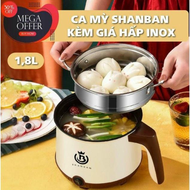 Nồi Điện Mini 2 Tầng Đa Năng Tặng Kèm Khay Hấp (Chiên, Xào, Nấu ăn, nấu cơm, nấu lẩu mini) cho 1-2 người-tongkhohuyhoang