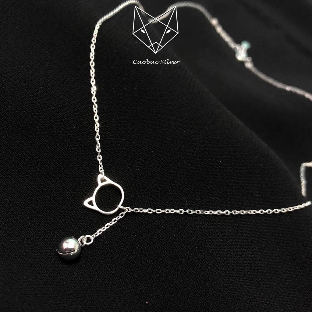 Lắc Tay Bạc S99 CaoBac Silver Mặt Mèo Dây Xích Xinh Xắn Cho Nữ