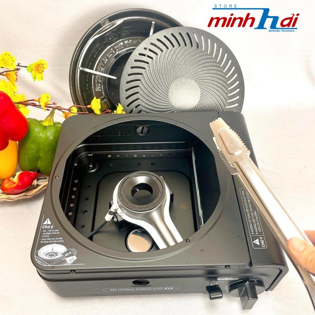 Bộ Bếp Nướng BBQ KHÔNG KHÓI VĨ CHỐNG DÍNH TẶNG I Kèm gấp inox + hộp - Bếp dùng Gaz nướng không khối chuyên nghiệp