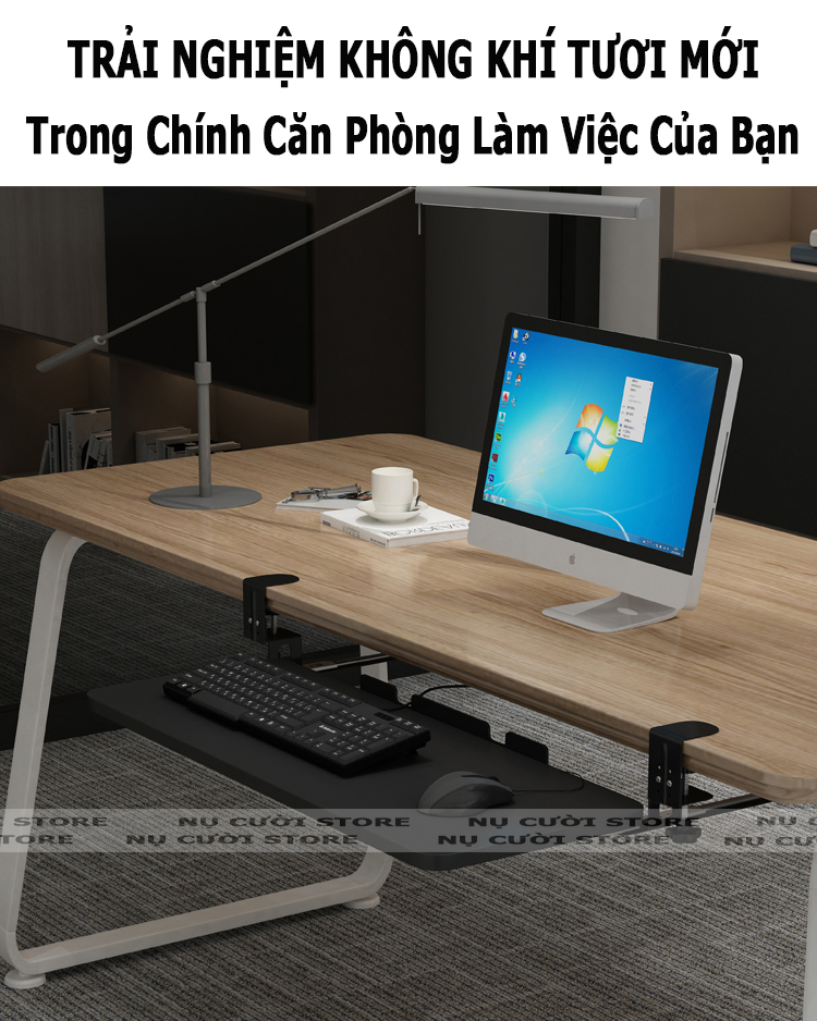 (52cm) Giá Đỡ Ngăn Kéo Bàn Phím Kẹp Bàn; Ray Trượt Kệ Gỗ Mở Rộng Bàn Làm Việc; Giá Đở Bàn Phím Di Động; Bàn Gấp Gọn