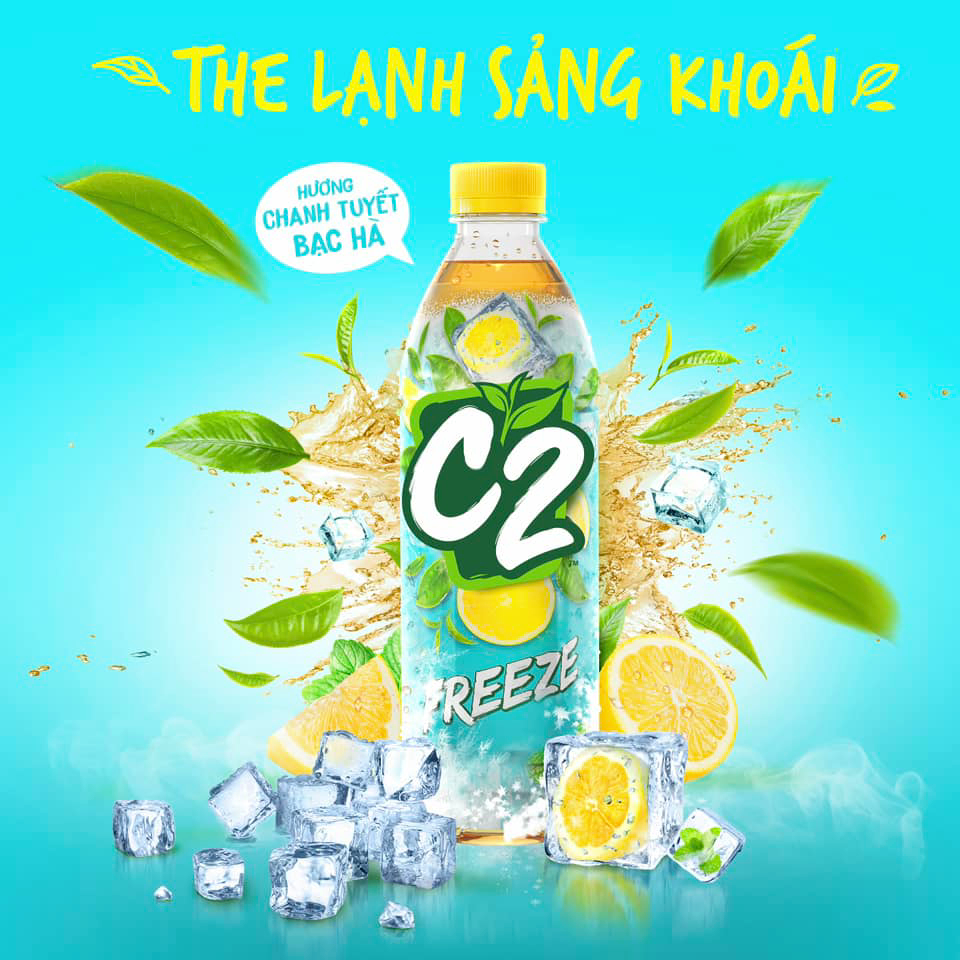Thùng 24 chai Trà C2 Freeze 455ml x 24 đủ vị