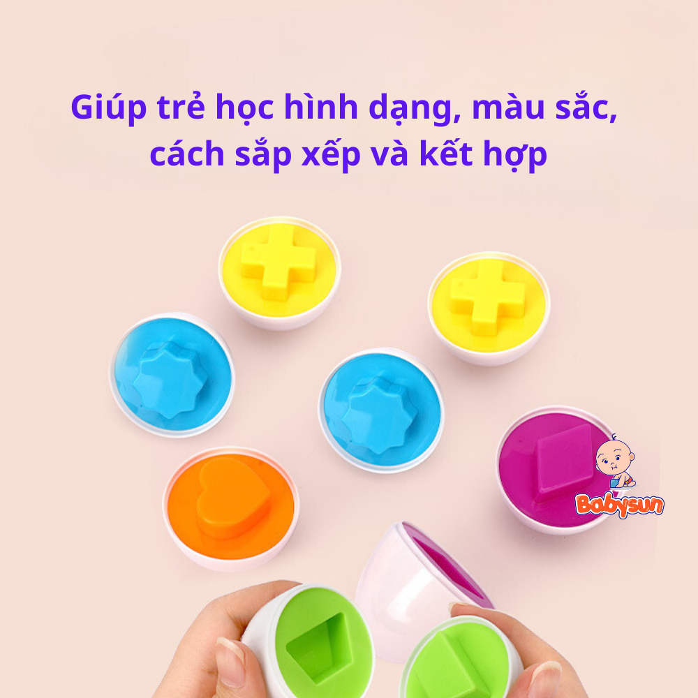 Trò chơi trứng matching egg, sét trứng ghép đôi matching đầu đời cho bé loại cao cấp có khay đựng 12 quả to