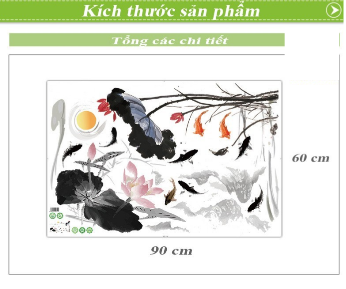 DECAL DÁN TƯỜNG HOA MẪU ĐƠN VÀ ĐẦM SEN SƠN THỦY - HP873