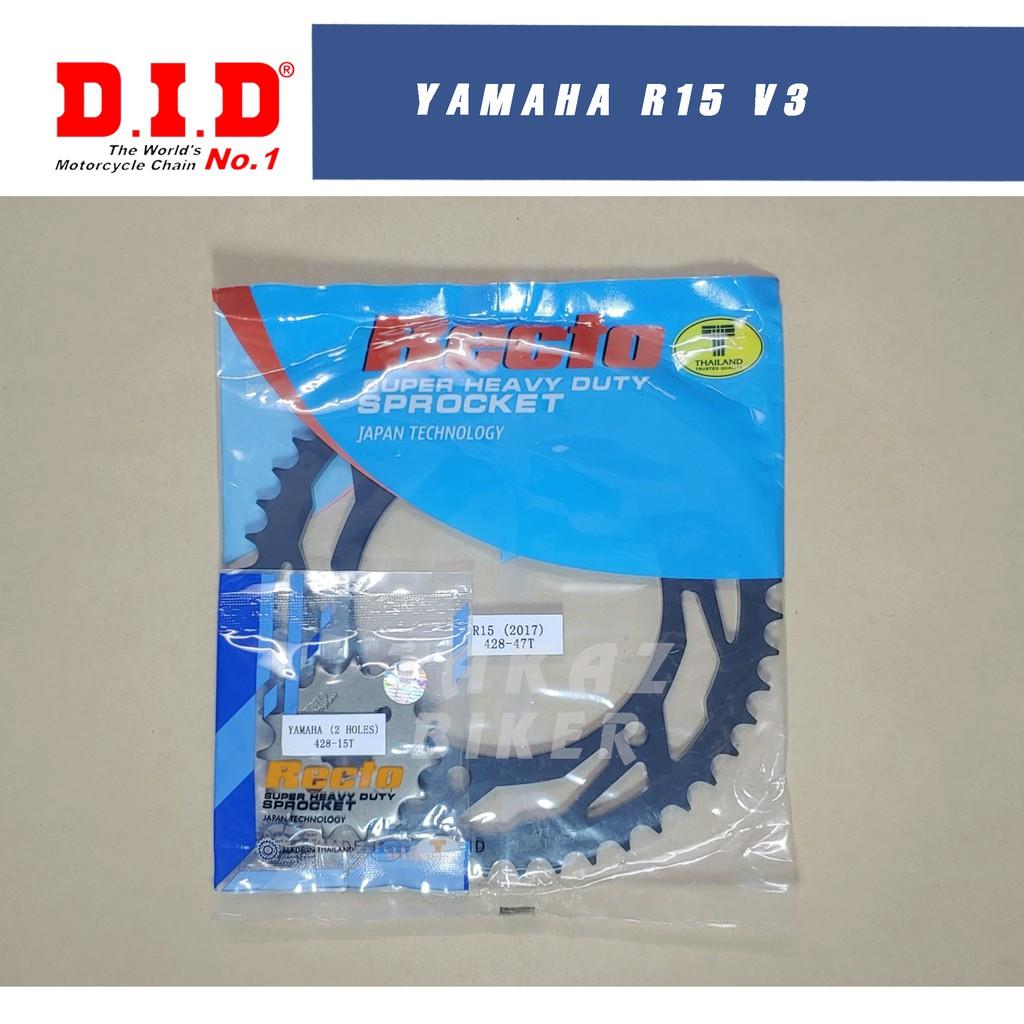 B3 Nhông Sên Dĩa 15T x 47T Recto xe Yamaha R15 V3 - Sên VIX - TFX Phốt Cao Su Hàng Thái Lan PKN
