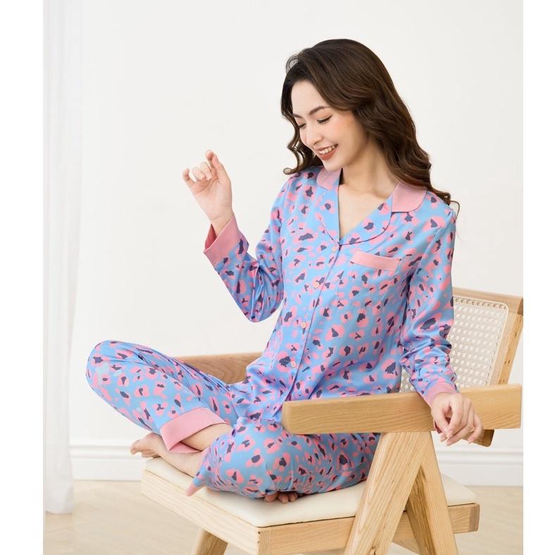 Đồ Ngủ Nữ Bộ Pijama Dài Tay Lụa Cao Cấp Mặc Nhà Họa Tiết Đẹp Mềm Mịn Thấm Hút Thoáng Mát – VADESI