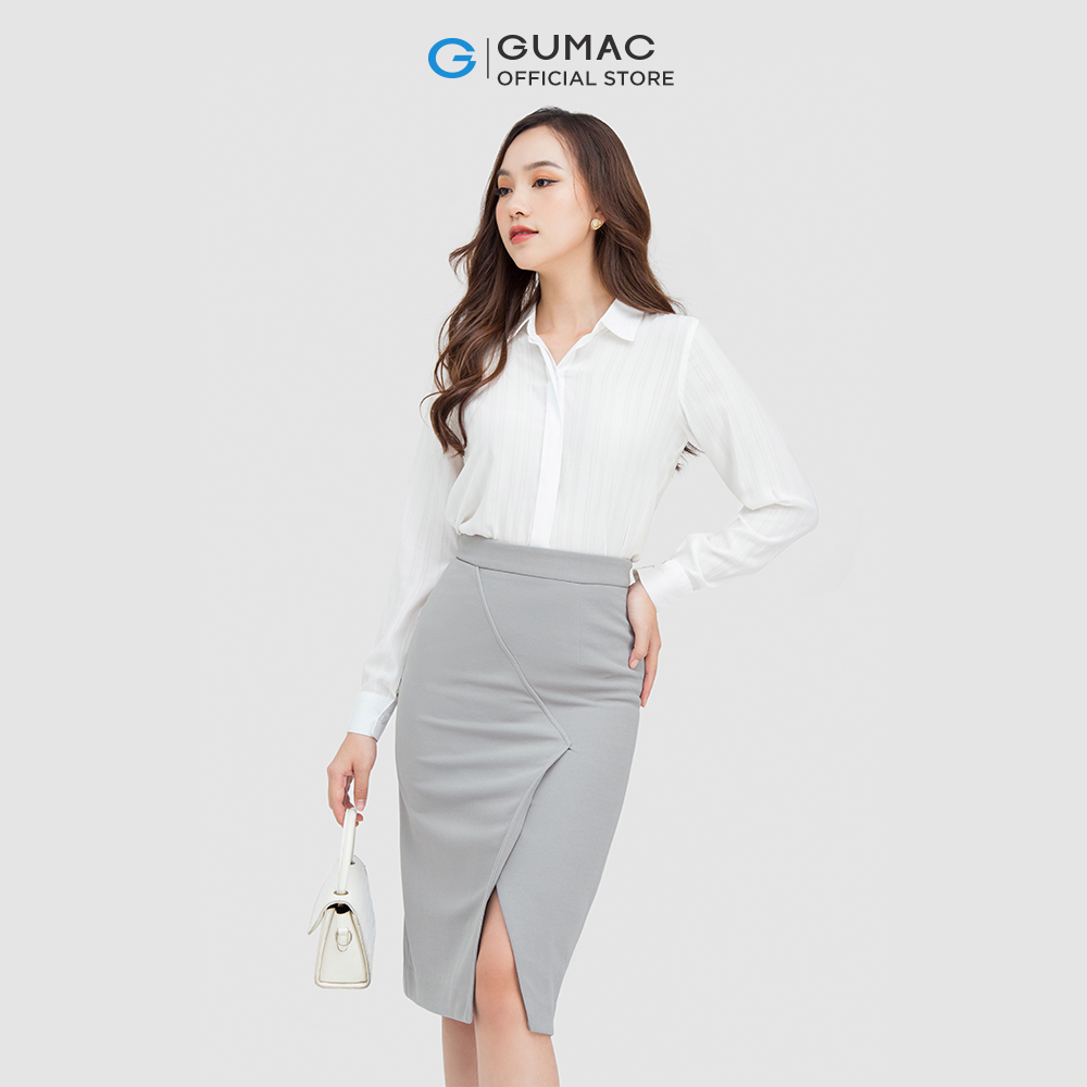 Chân váy GUMAC VC05049 form A xẻ tà sang trọng