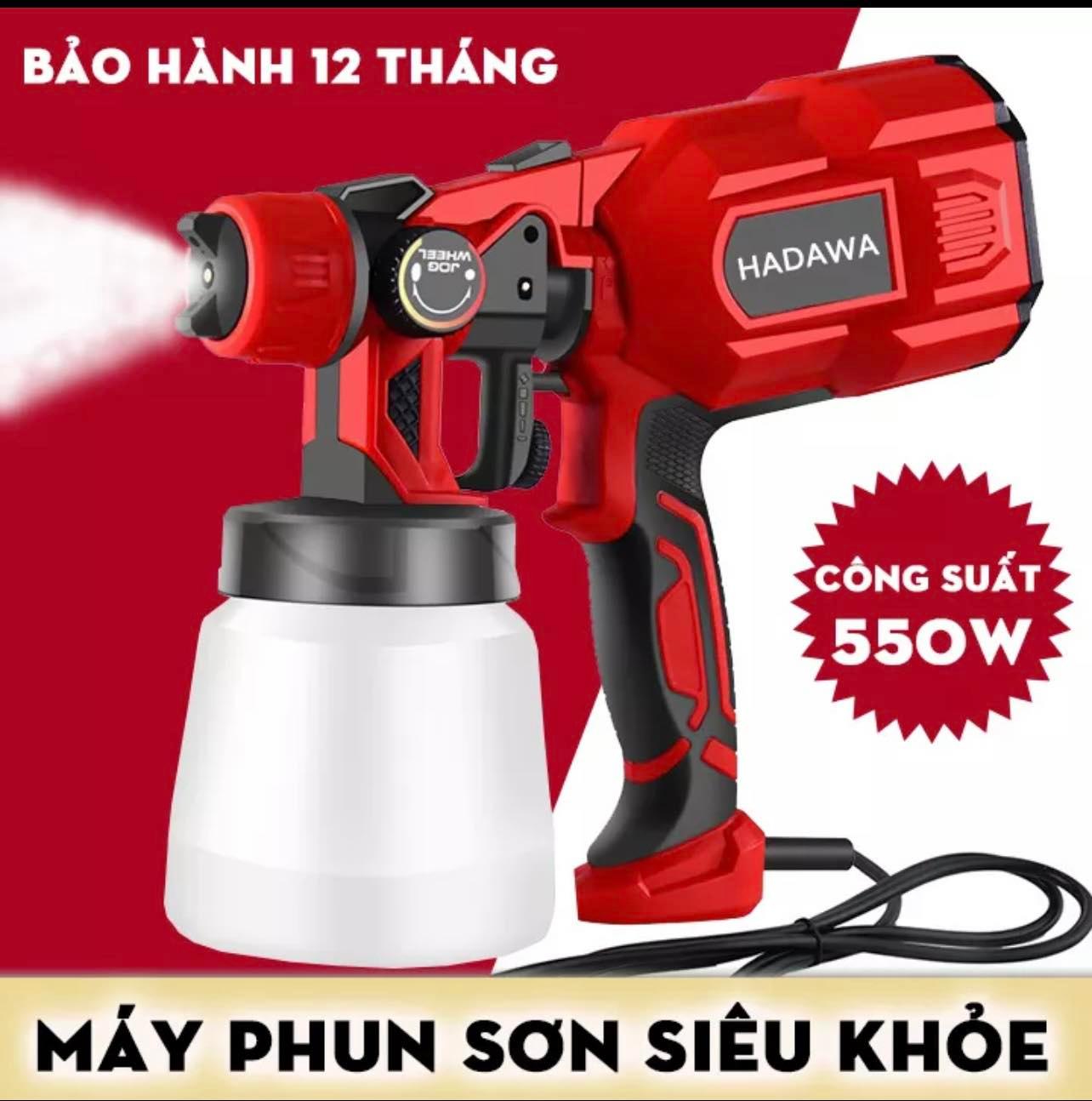 Máy phun sơn cầm tay HADAWA - Công suất khỏe 550W - Máy phun sơn dùng điện 220V - Dung tích bình 800 ML - SPRAY G U N