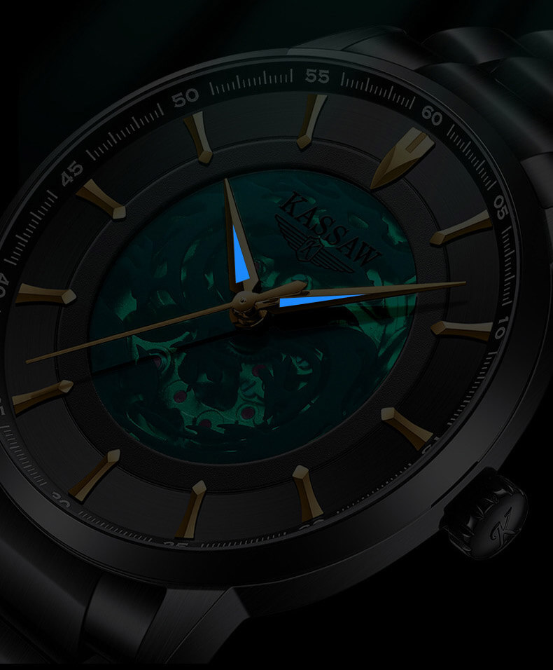 Đồng hồ nam chính hãng KASSAW FS4-1 Kính sapphire ,chống xước,Chống nước 50m,Bảo hành 24 tháng,Máy cơ (Automatic),Dây Kim loại Thép không gỉ 316L