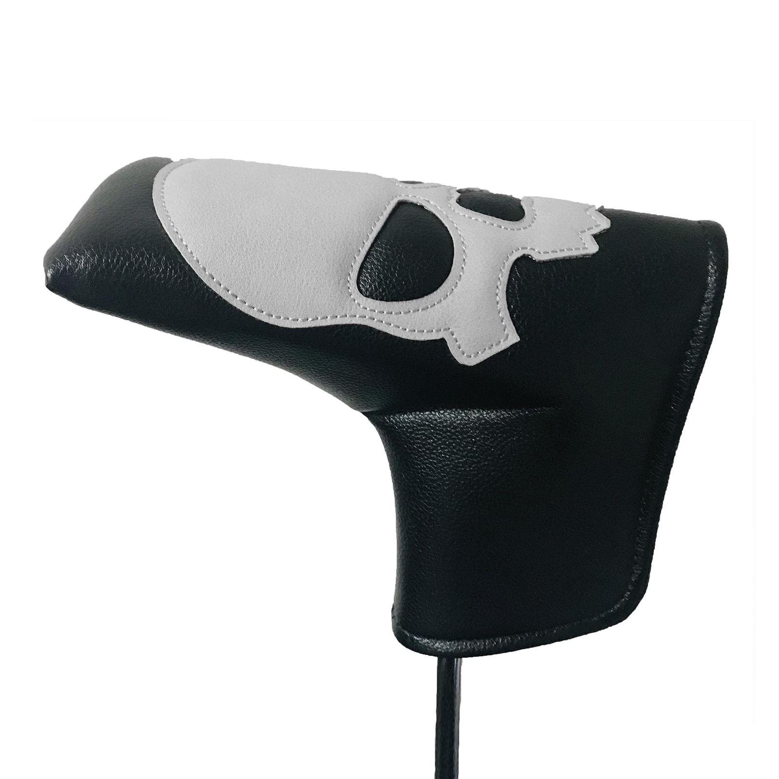 Golf Putter Head Covers Blade PU Leather Skull Pattern Design, Pack Club Headcover Fits All Brands Men Women