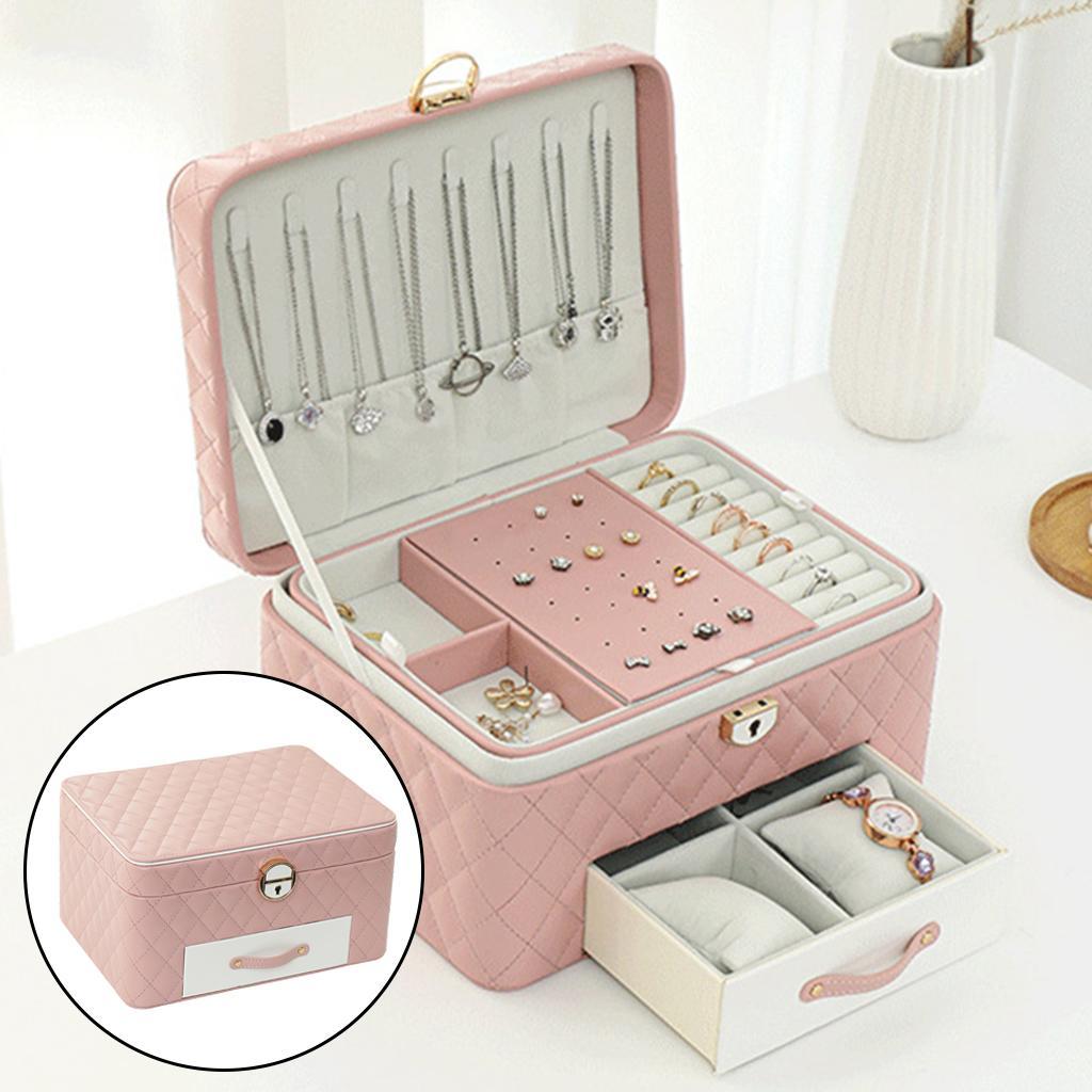 Three-Layer Jewelry Organizer PU Leather Gifts for Christmas Rings Women