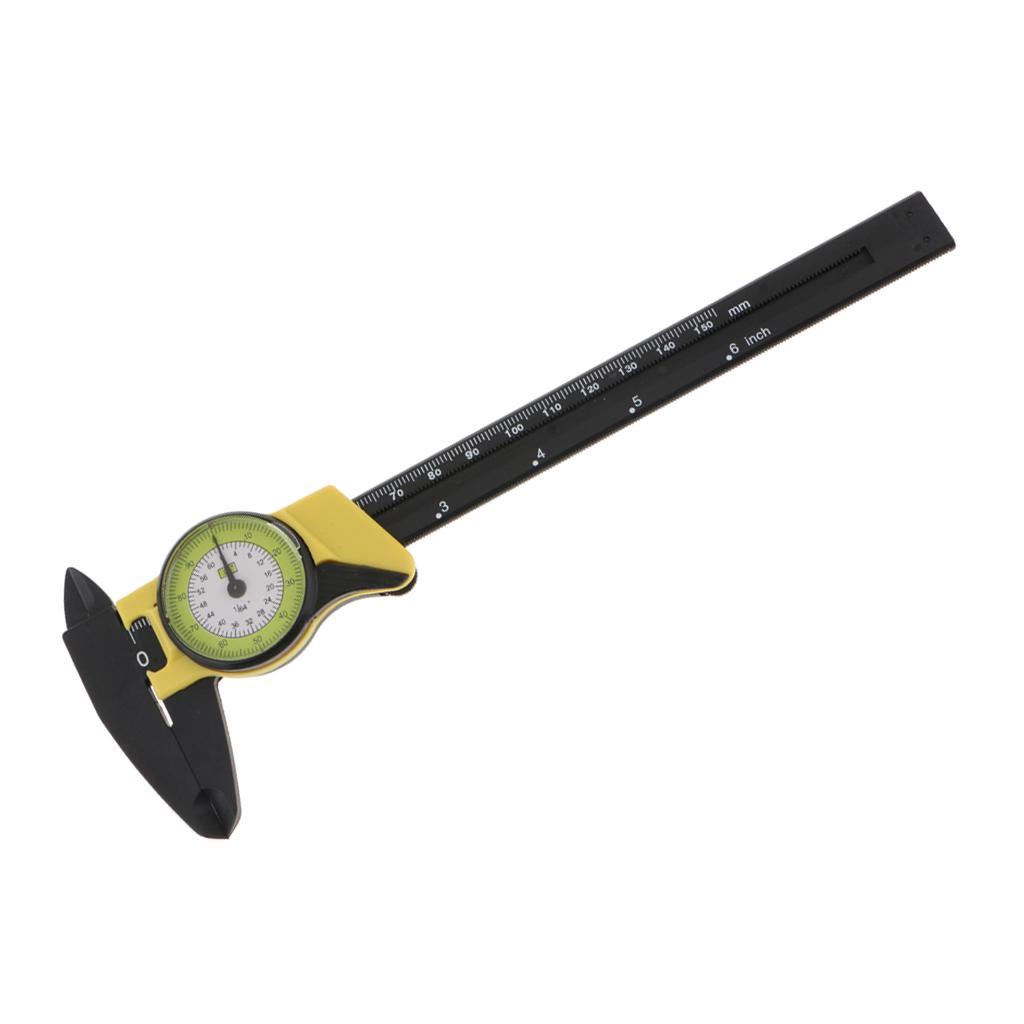 150mm 6inch Plastic Vernier Dial Caliper 0.01mm Resolution Measuring Dial Gauge