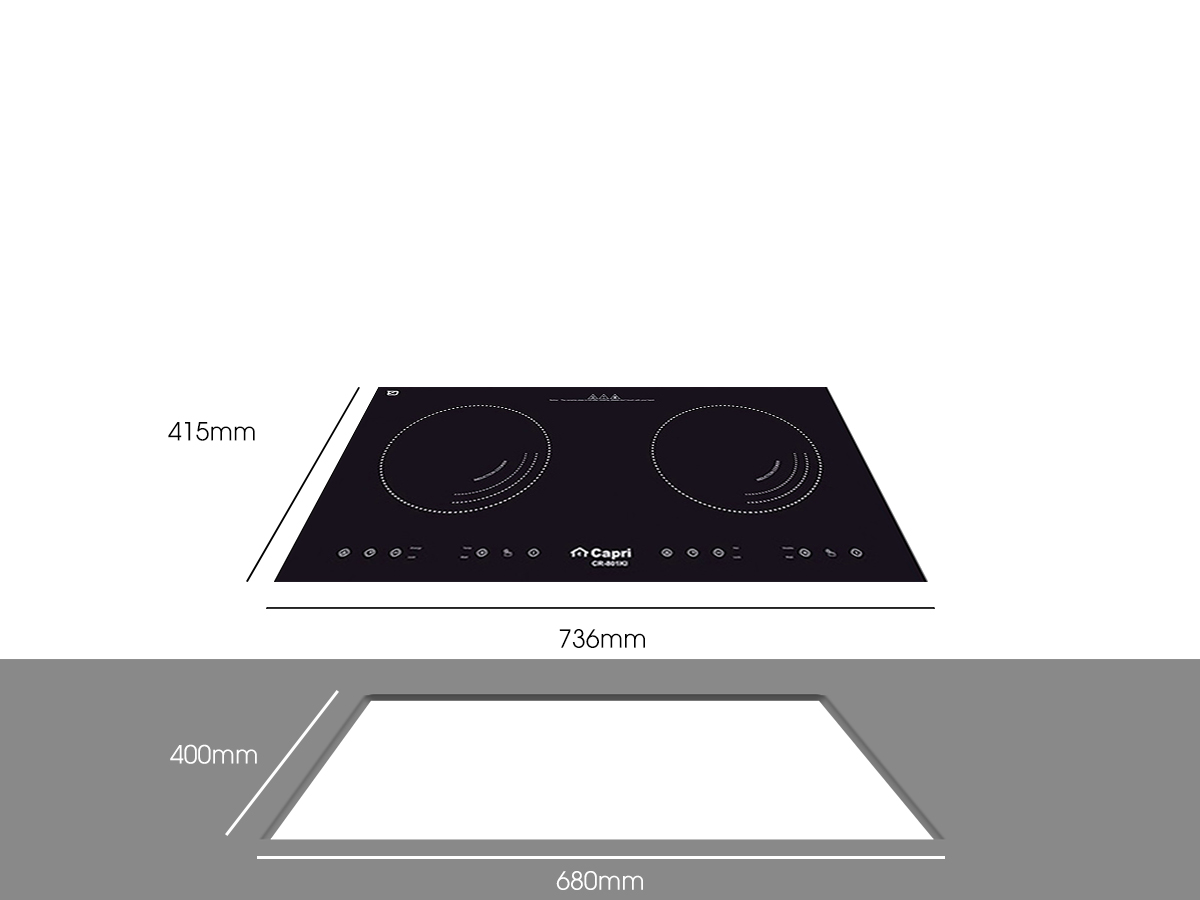 Bếp điện từ đôi Capri CR-801KI - Hàng Chính Hãng, Sản Xuất Theo Công Nghệ Tiên Tiến Châu Âu, Tiết Kiệm Điện Và Thời Gian Nấu Tối Ưu