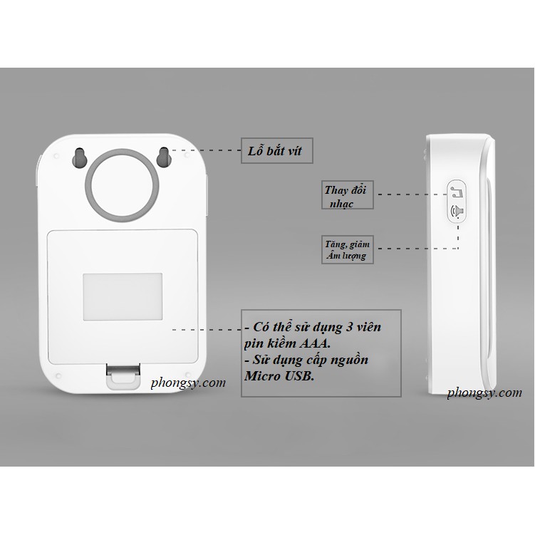 Chuông Báo Khách Cửa Hàng, Báo Động Chống Trộm Cảm Biến Hồng Ngoại KIWI 01 - Chuông Cửa Báo Khách Ghé Thăm, Dọa Trộm Xâm Nhập, Ánh Sáng Đèn Ngủ - Không điều khiển từ xa
