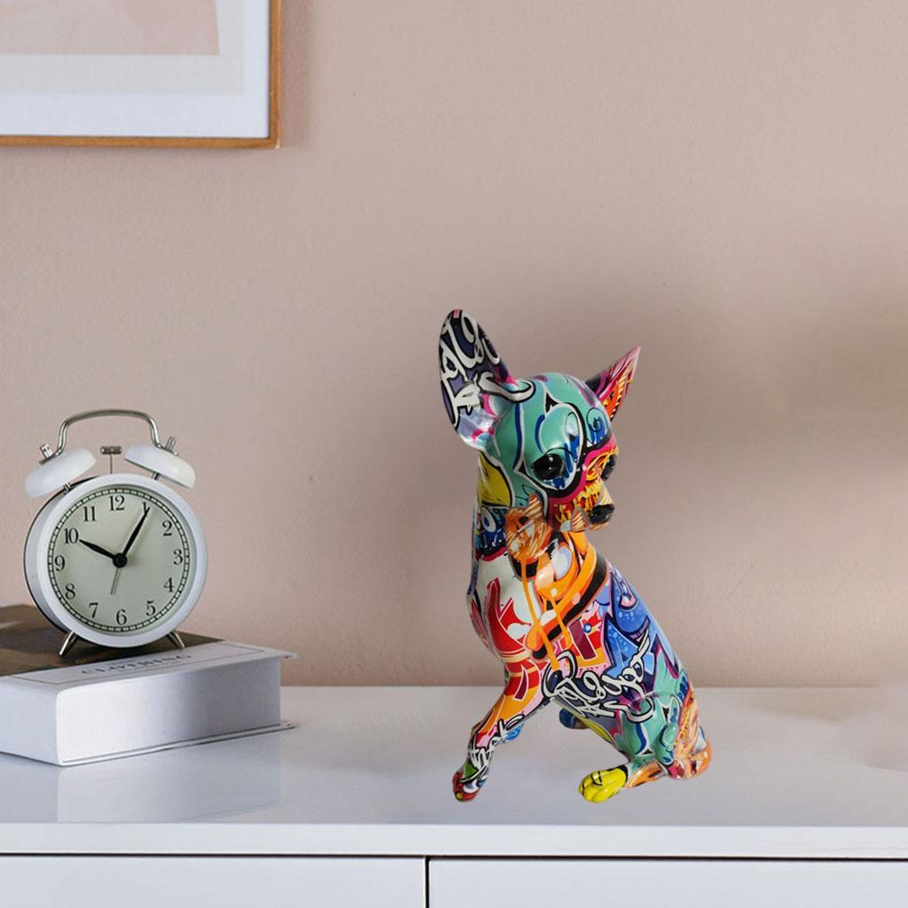 Colorful Dog Statue Animal Figurine Art Crafts Home Decor