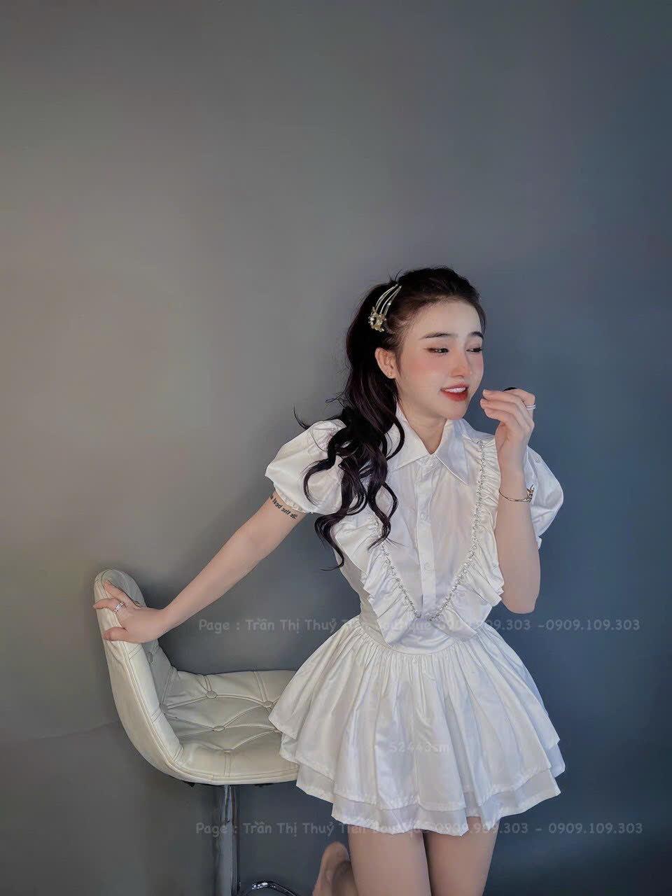 SET ĐI CHƠI, SET 2 MÓN ÁO SƠ MI KIỂU BÈO PHỐI CHÂN VÁY CỰC KUTE