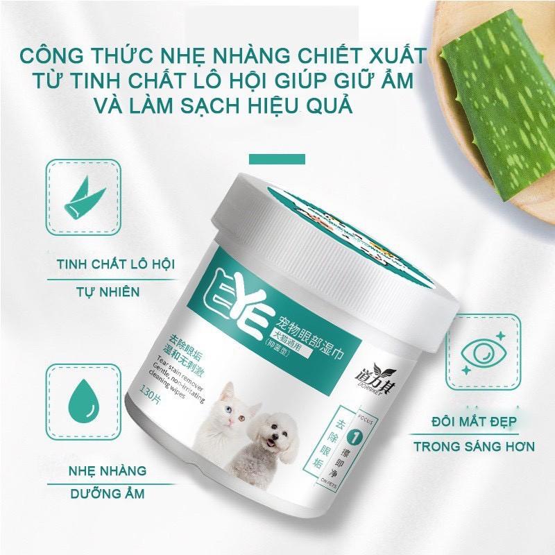 Khăn ướt DORRIKEY lau nước mắt ố bẩn cho chó mèo từ cây Lô Hội - hộp 200 chiếc PHIÊN BẢN MỚI