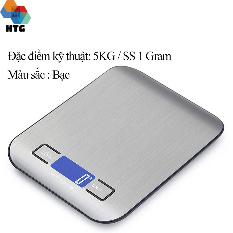 Cân nhà bếp Changxie KS05 5kg/1g bề mặt chống rỉ, nước, màn hình LCD sắc nét có 2 Pin AAA, hàng chính hãng
