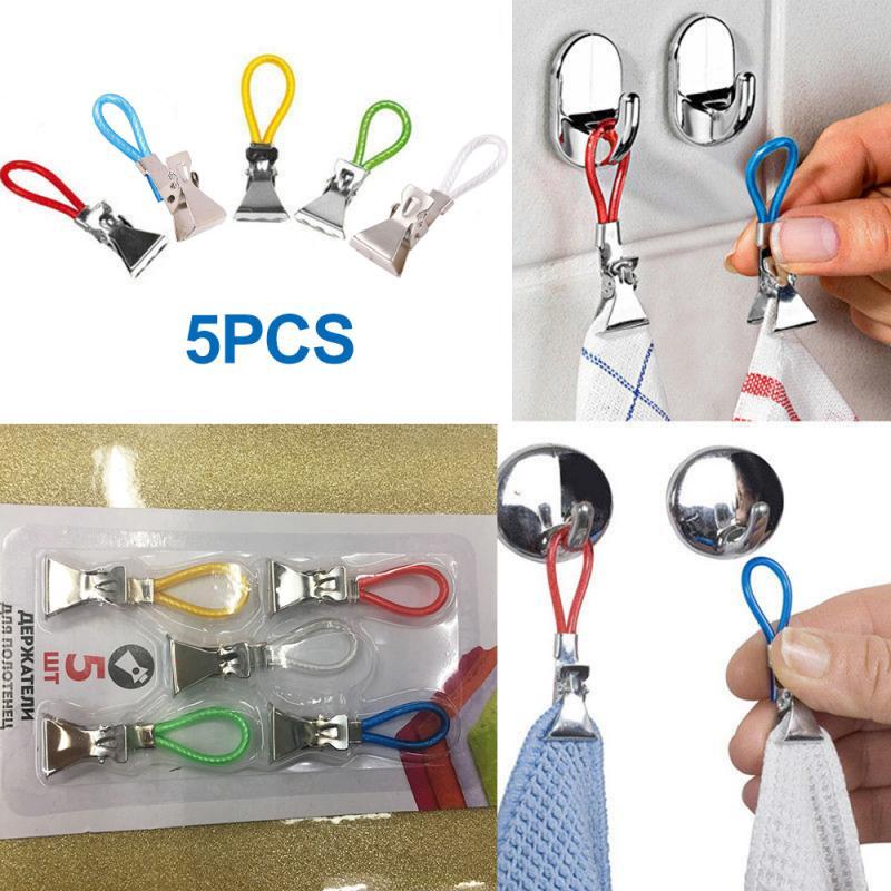 5 cái/set Chốt treo quần áo kim loại nhiều màu sắc móc treo trong nhà bếp phòng tắm phòng giặt Móc treo khăn trà.