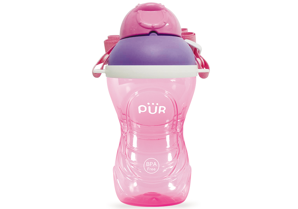 Bình nước uống thể thao cho bé có dây đeo Pur 390ml, không chứa BPA