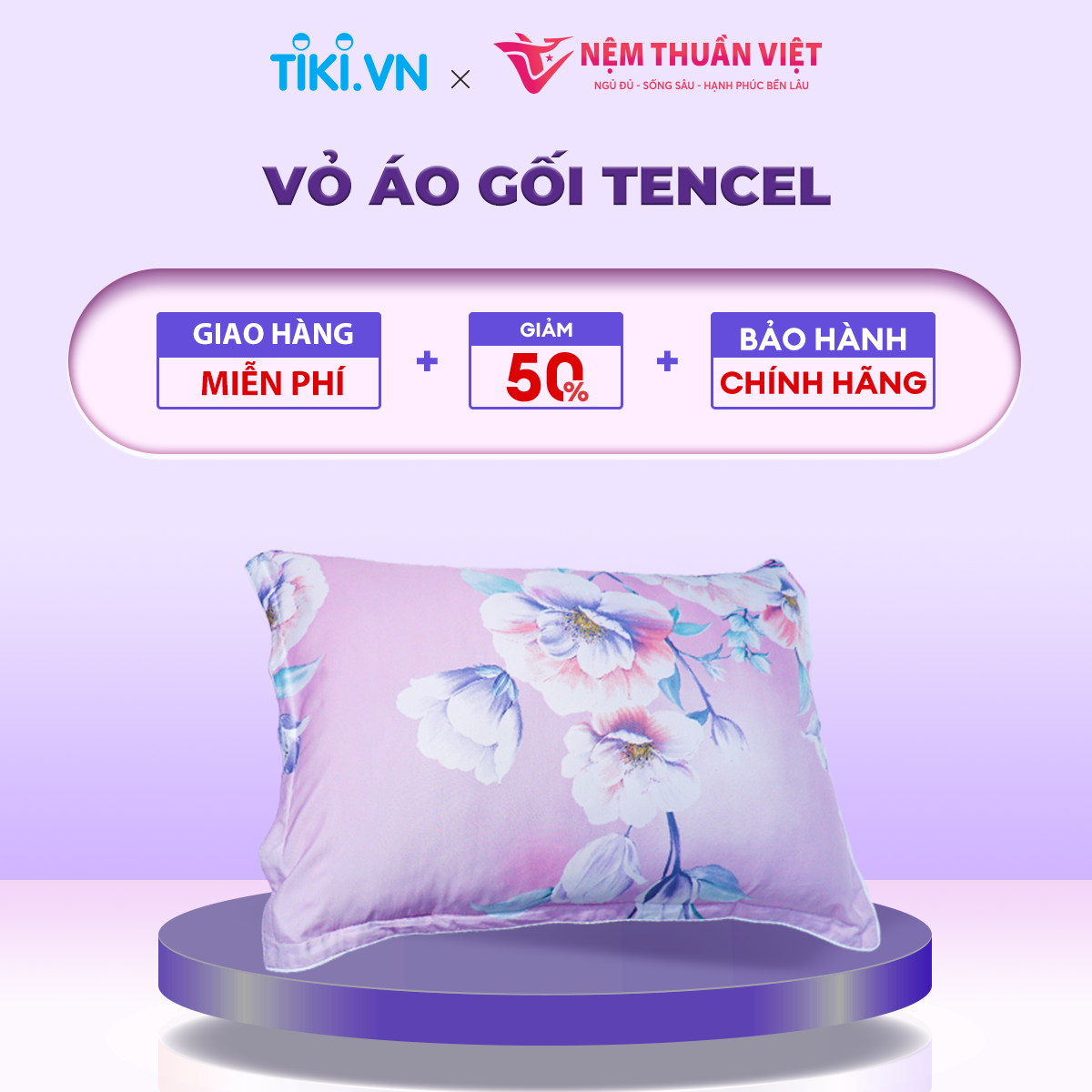 Vỏ áo gối nằm Tencel Thuần Việt cao cấp - Màu Ngẫu Nhiên