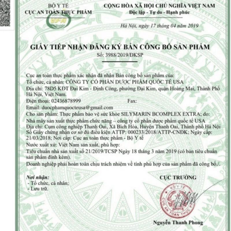 Silymarin B-complex Extra giúp tăng cường giải độc gan, mát gan