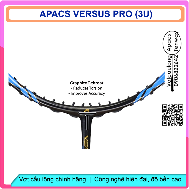 Vợt cầu lông Apacs Versus Pro - 3U | Vợt 3U thân đũa công nghệ mới, nặng đầu chuyên công, khung đan 17kg