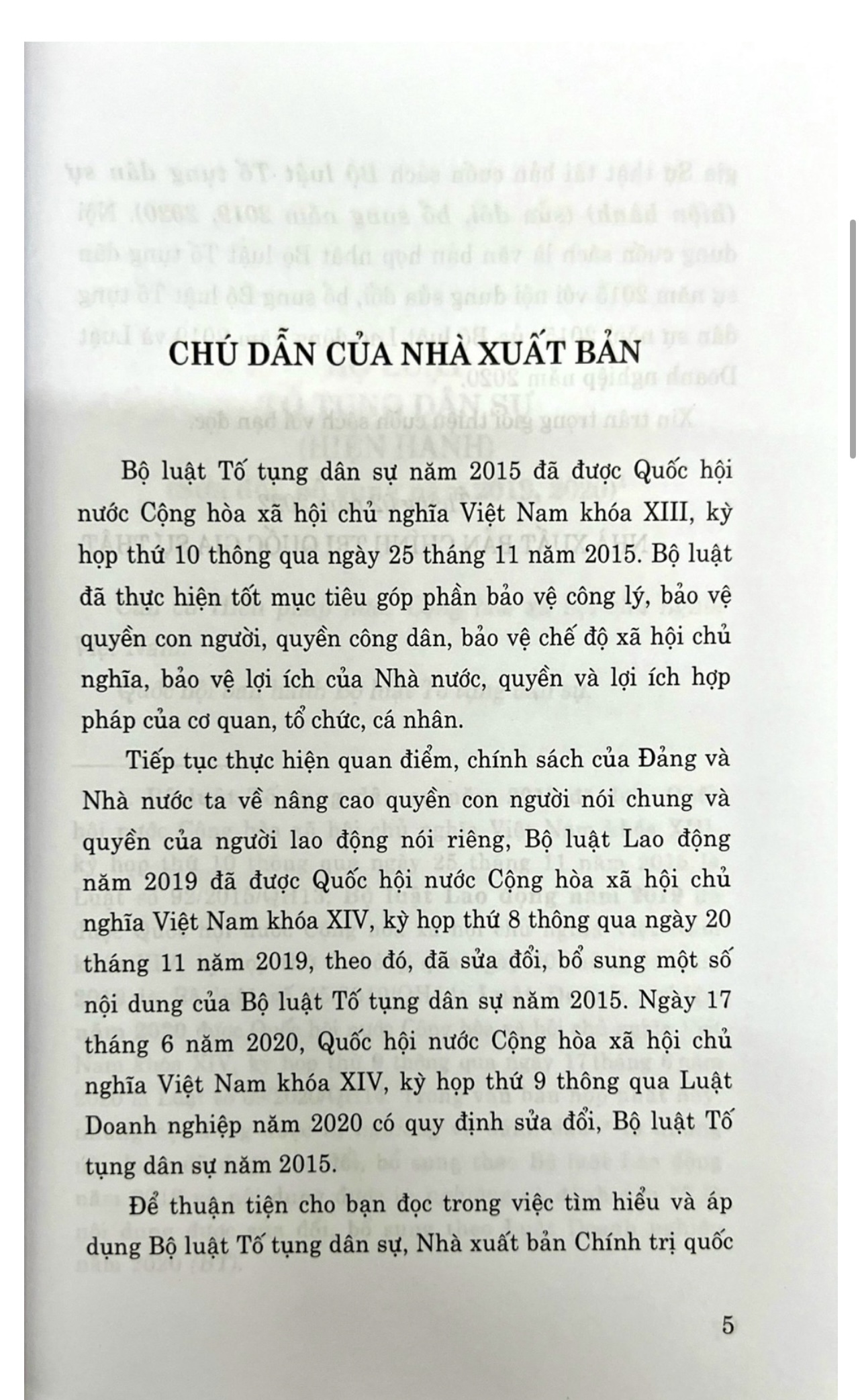 Bộ LUẬT TỐ TỤNG DÂN SỰ