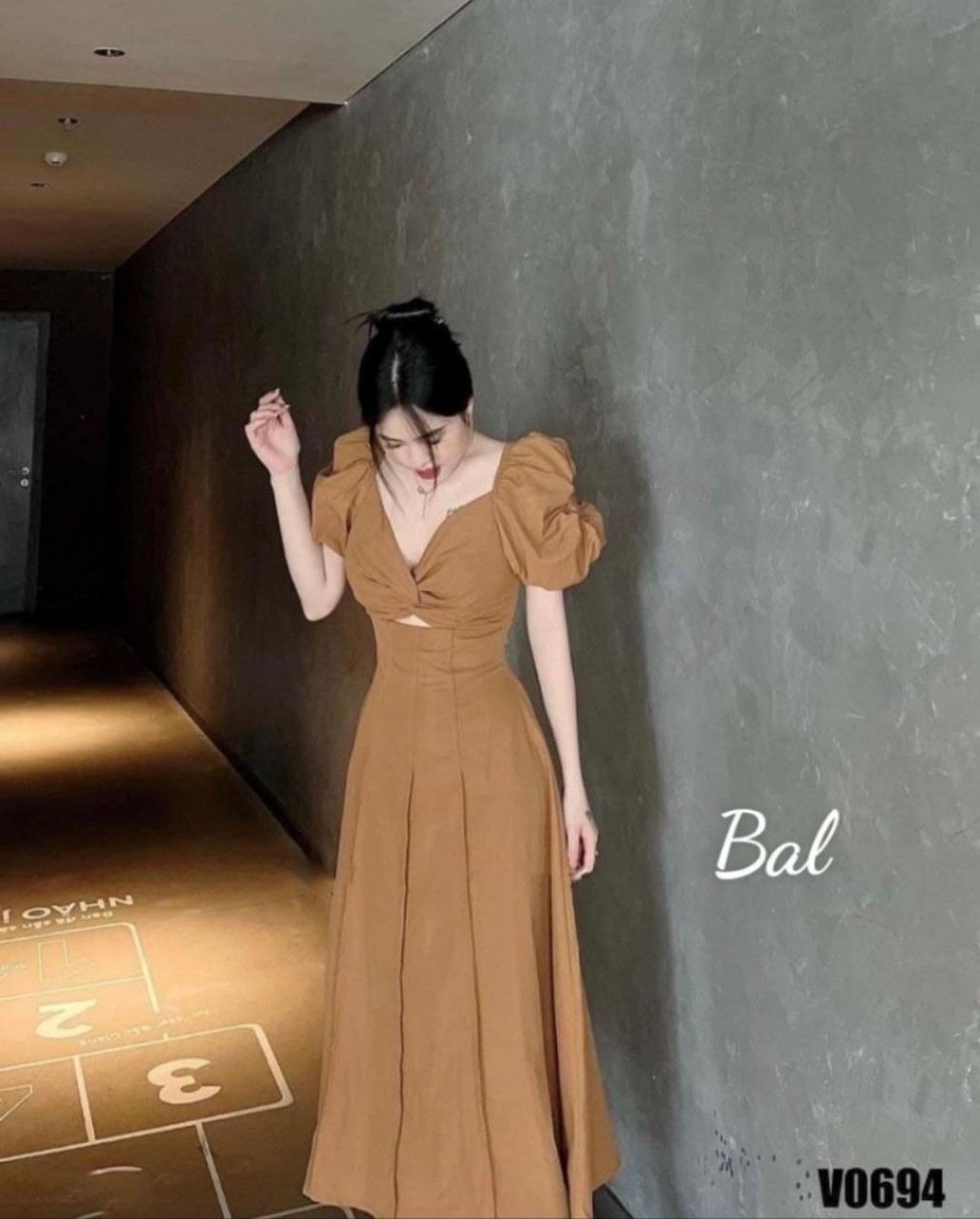 Váy Midi Xoắn Ngực Form Dài (kèm ảnh thật