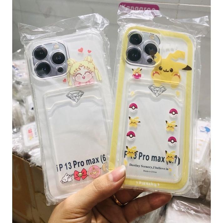 Ốp thẻ trong chống sốc in hình loại tốt bảo vệ camera có ngăn đựng thẻ cho lPhon 13/13pro/13promax
