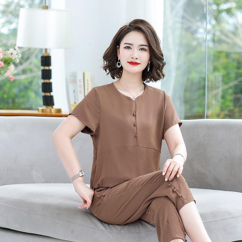 Đồ bộ trung niên nữ mặc nhà, quần áo trung niên cho mẹ, chất liệu mềm mát, thấm hút mồ hôi cực tốt, CÓ SIZE LỚN