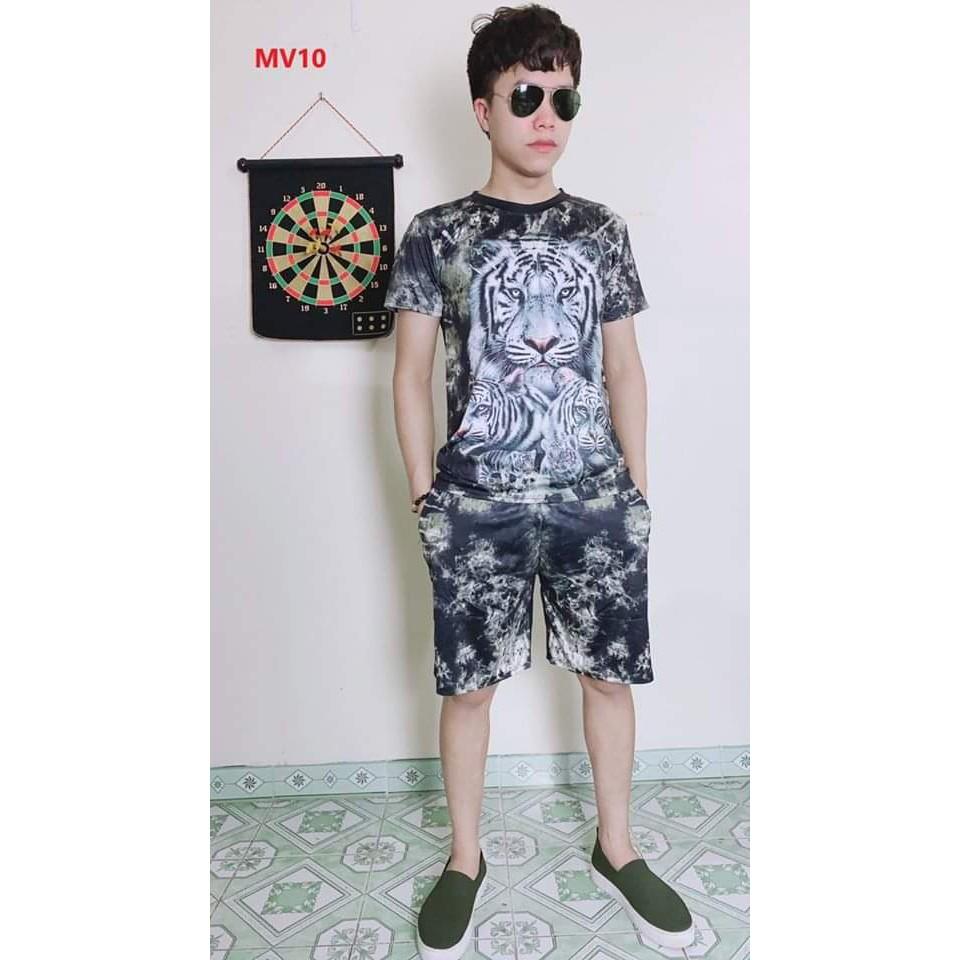 Bộ Thun Nam 3D Hổ Chất Thun Cotton Co Dãn 4 Chiều (hàng như hình)