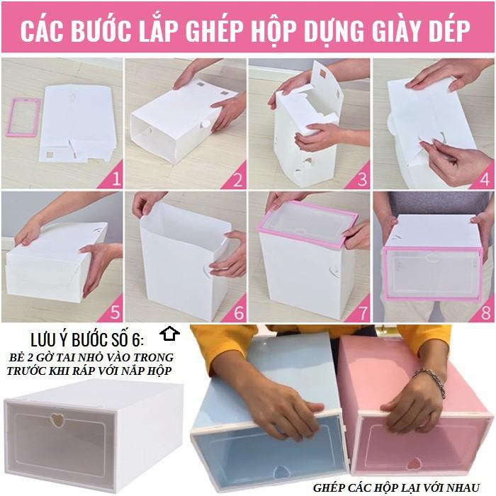 Combo 10 Hộp Giày Lắp Ghép Nhựa Cứng Cao Cấp, Hộp Đựng Giày Dép Lắp Ghép Thông Minh