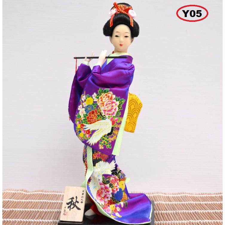 Búp bê Geisha cao 30cm trong trang phục truyền thống Nhật Bản với sáo trúc - Y05 (ảnh thật)