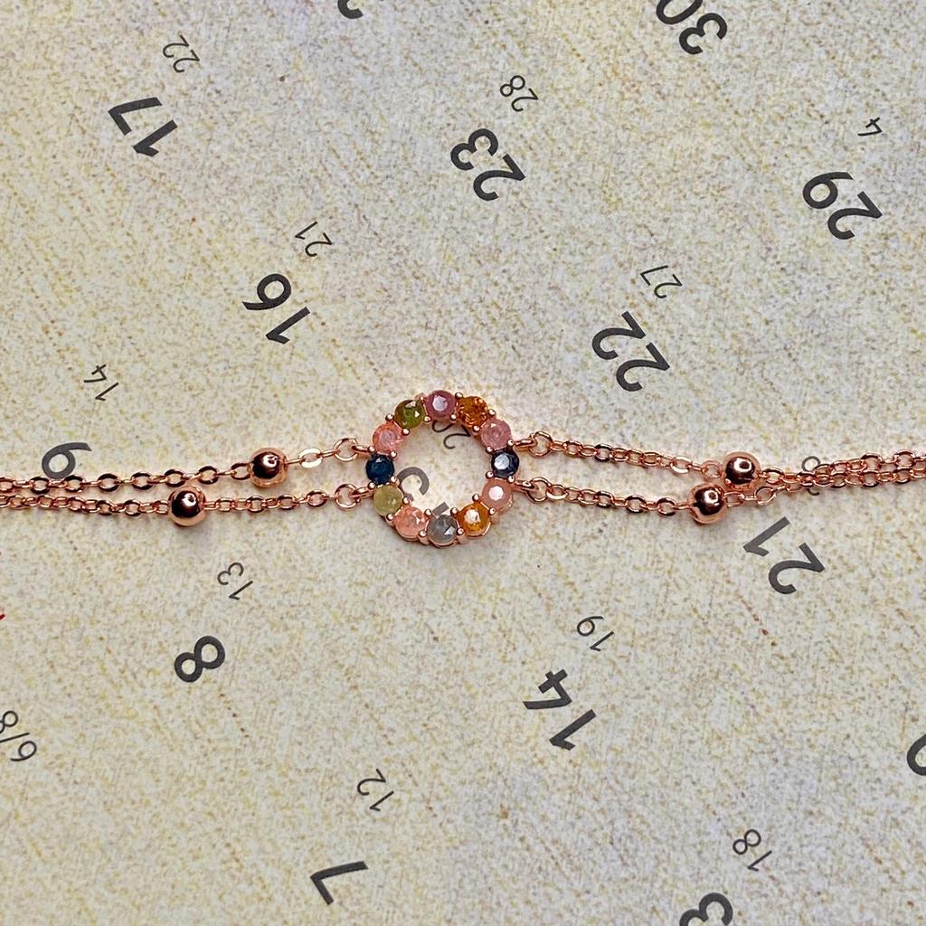 Lắc Tourmaline ttan mạ vàng hồng