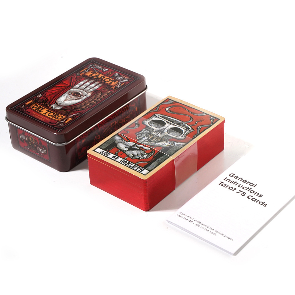 Bộ Bài Tarot Del Toro Tarot Hộp Thiếc Mạ Cạnh Đỏ 78 Lá Tặng File Tiếng Anh Và Đá Thanh Tẩy