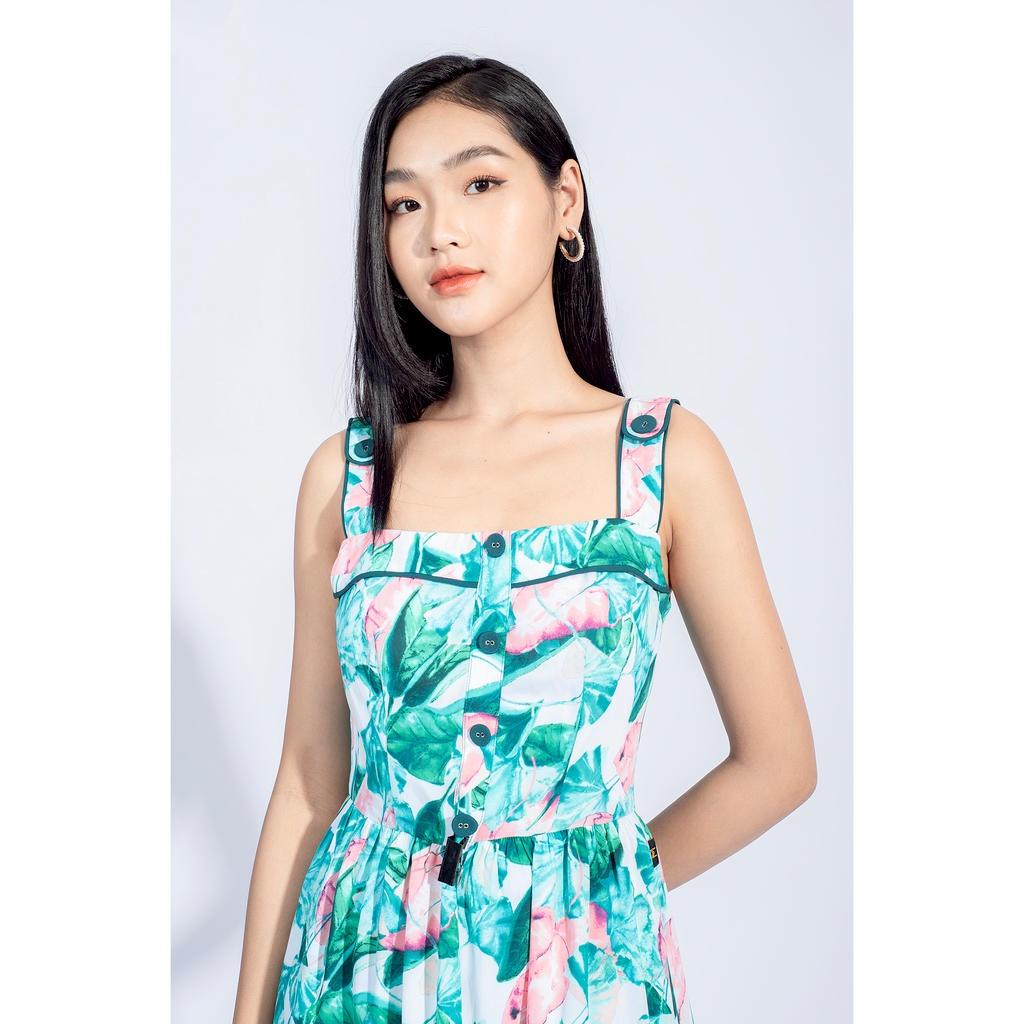 Đầm maxi hai dây, họa tiết MMOutfit M-DA020221150