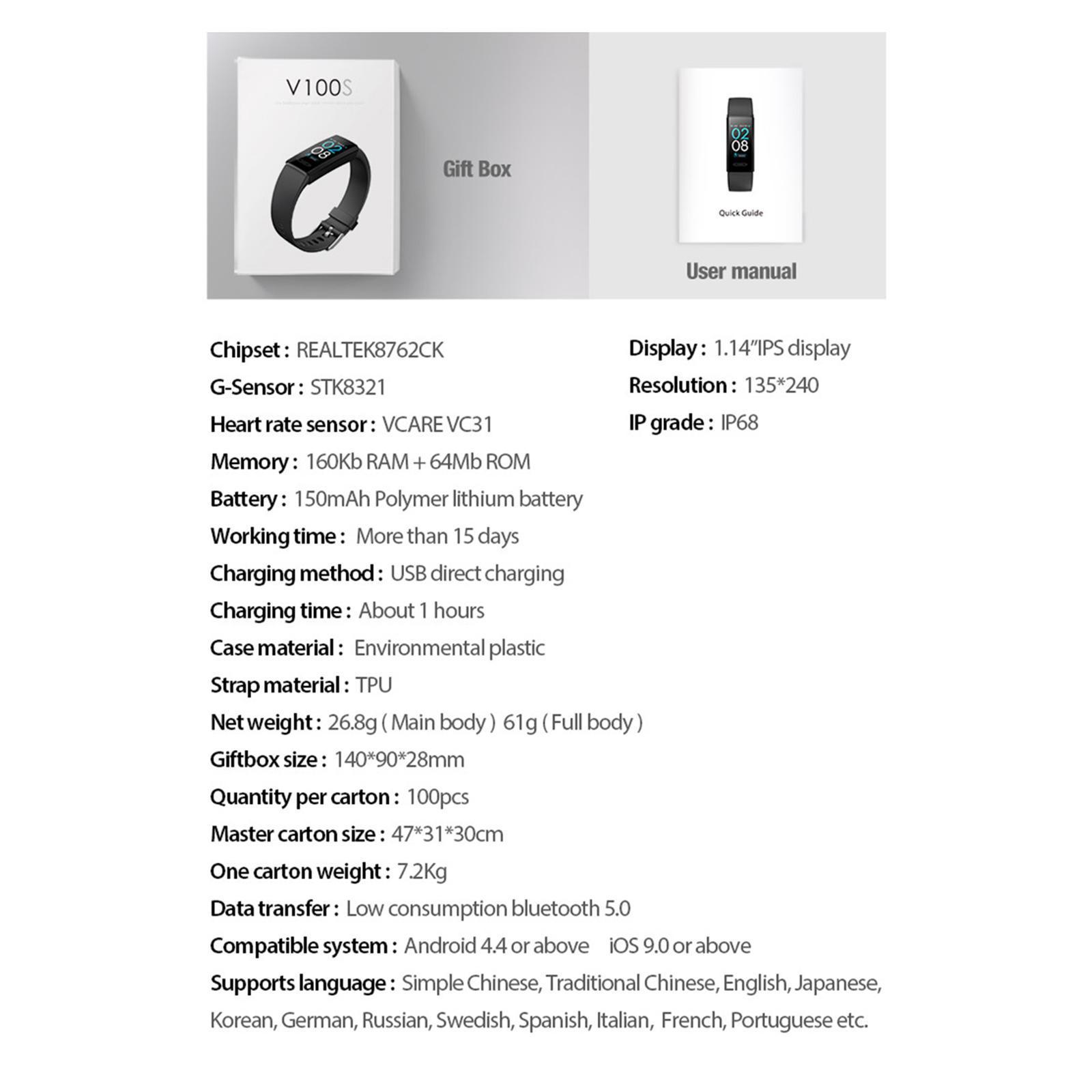 Waterproof Smart Watch Blood Pressure Monitor Bracelet Gift Black