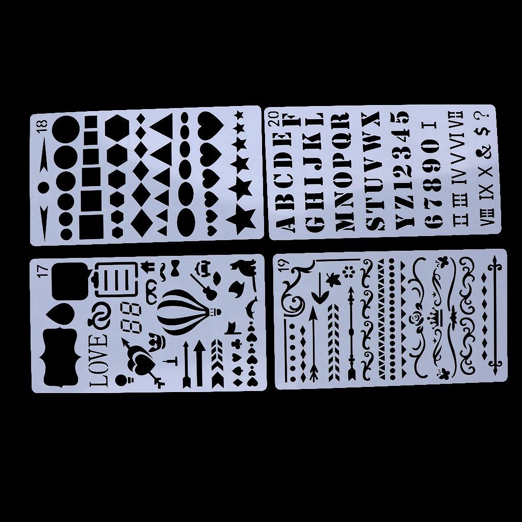 20 Pieces Plastic Journal Stencils Drawing Template for Planner/Journaling/Scrapbooking/Notebook/Diary/Card/Art