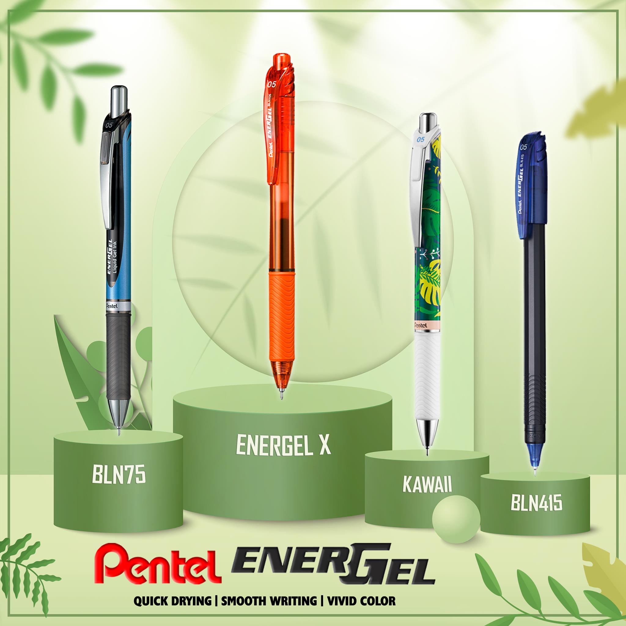 Bút Bi Nước Nhật Bản Pentel Energel BLN105 Ngòi 0.5mm | Trơn Mượt Siêu Nhanh Khô | 12 Màu Sống Động