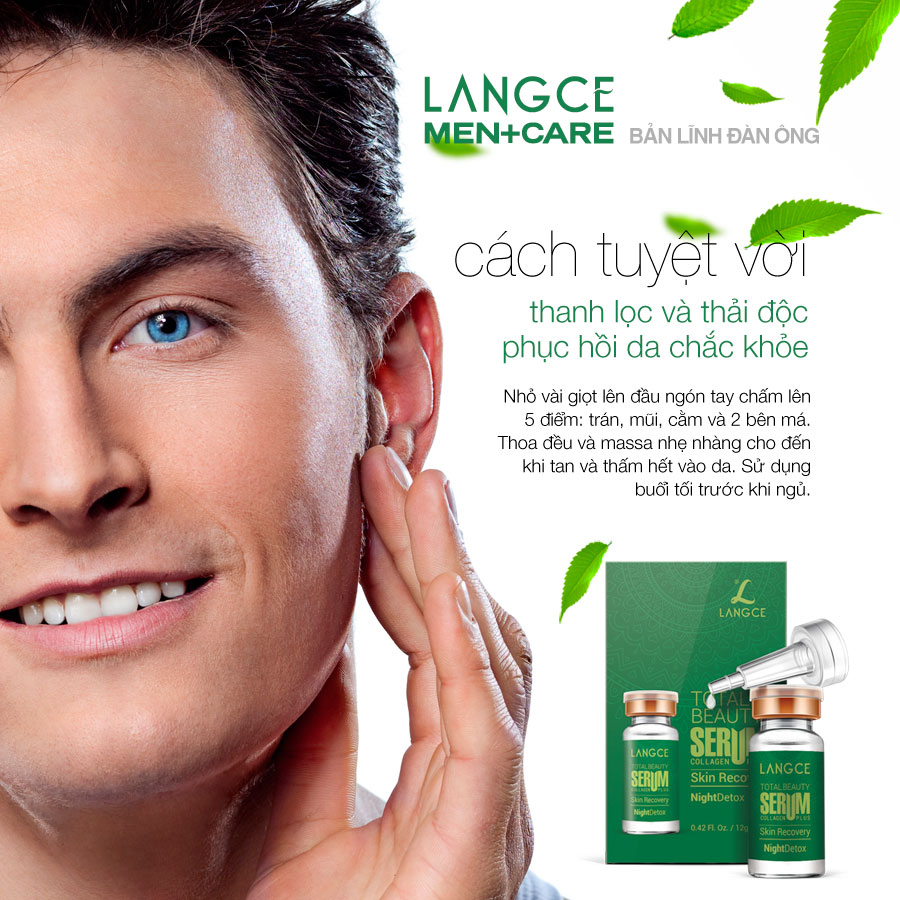 Serum Tảo Biển Xanh - Thanh Lọc Độc Tố Se Khít Lỗ Chân Lông 12ml cho Nam TẶNG Gel Vệ Sinh Vùng Kín Nam 100ml LANGCE