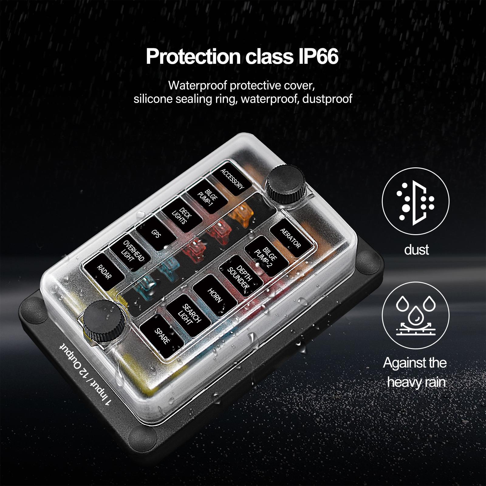 Multi Way Waterproof Fuse Box Automotive RV Van Vehicle Boat Marine Fuse Block