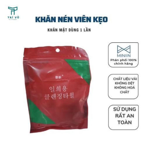 Khăn giấy nén hình viên kẹo dùng một lần tiện dụng khi đi du lịch, Khăn lau mặt Hàn Quốc nhỏ gọn đa năng - Chính hãng MINIIN