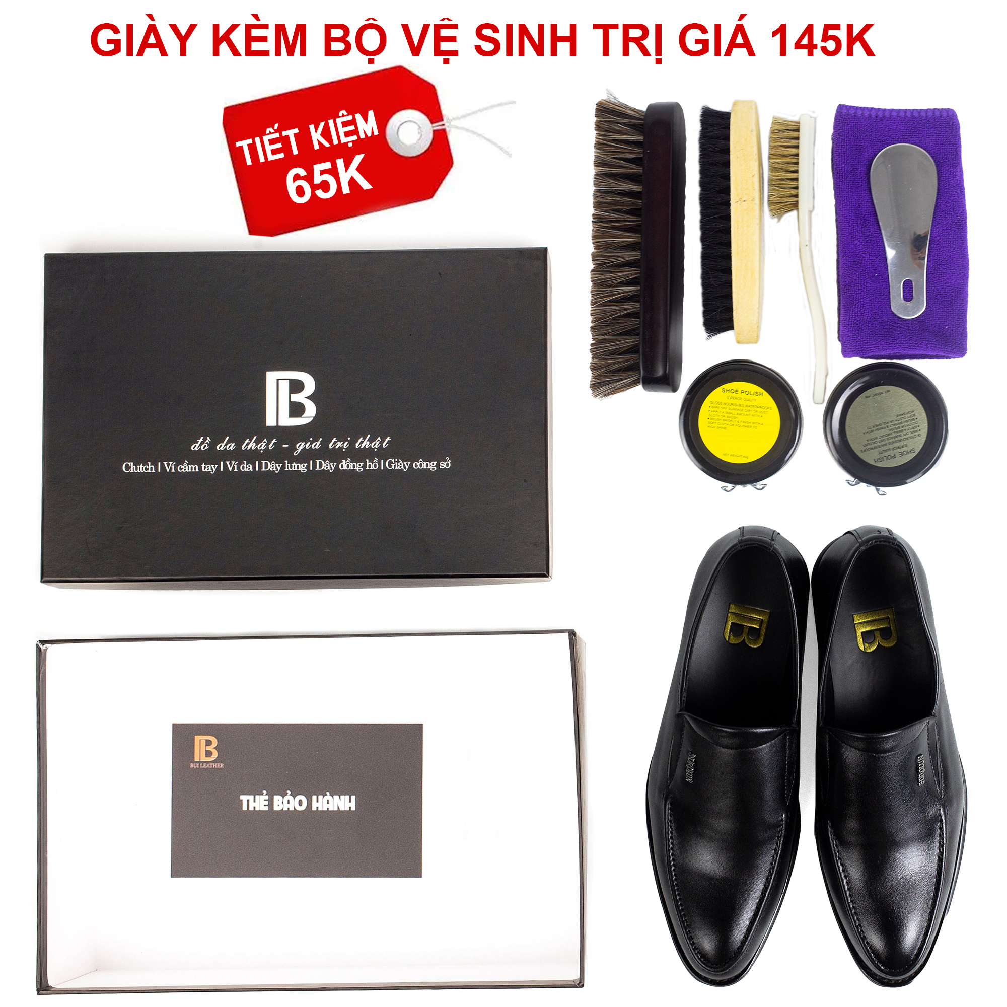 Giày nam công sở da bò nappa cao cấp, giày lười G114- Bụi leather- hộp sang trọng