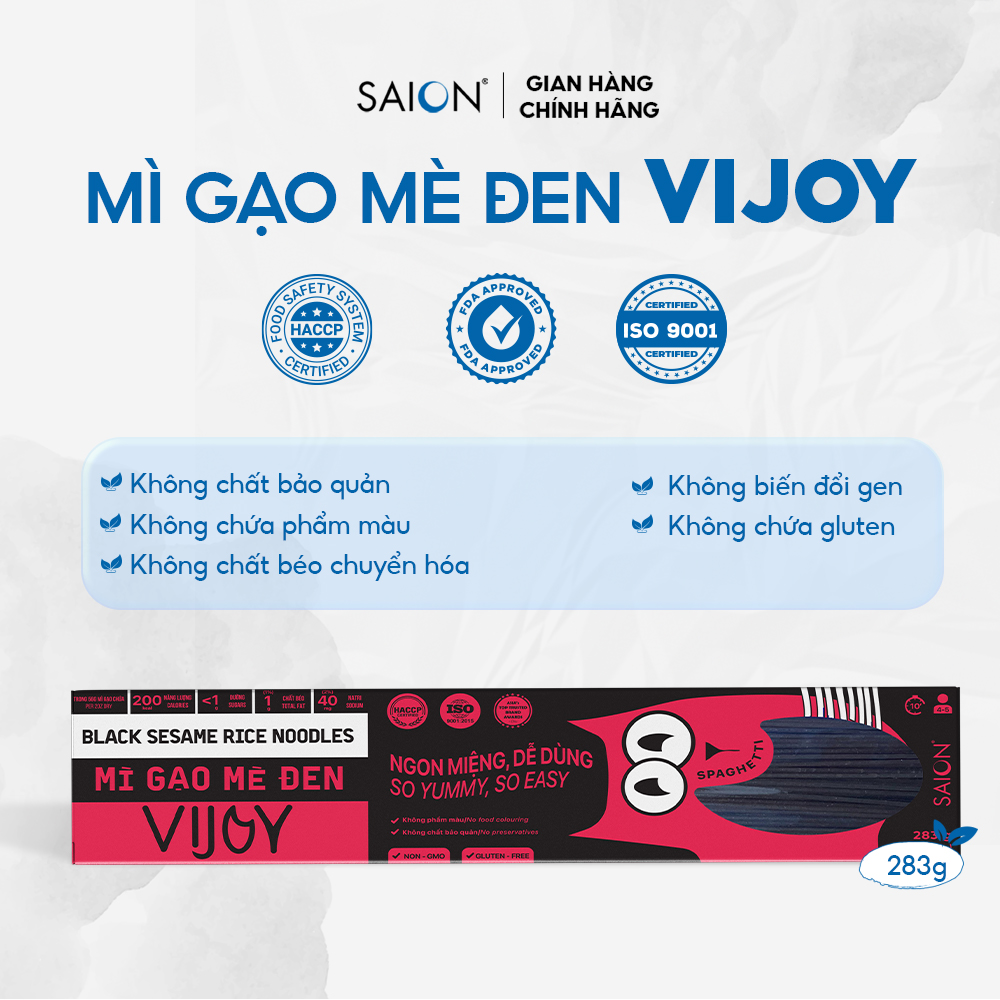 Mì Gạo Mè Đen Spaghetti VIJOY Thuần nhiên Tiện lợi Hộp 283g