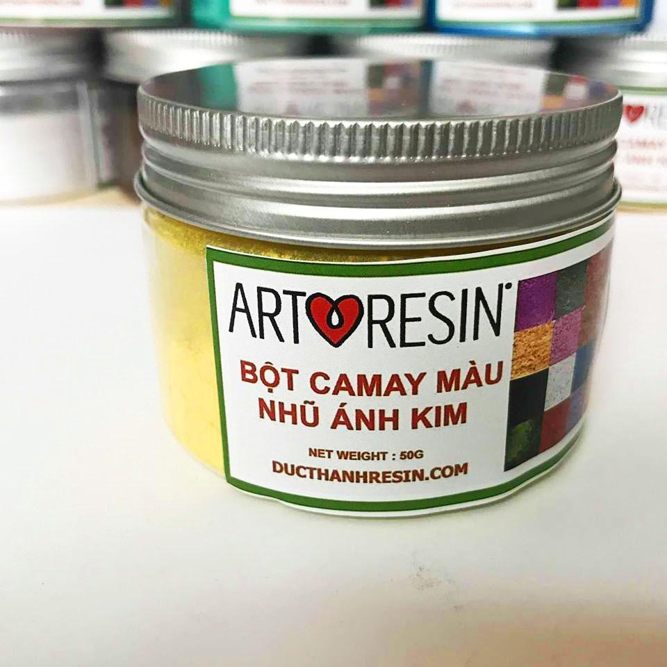 Bột camay nhũ ánh kim pha Epoxy Resin màu VÀNG - YELLOW 50g ducthanhauto