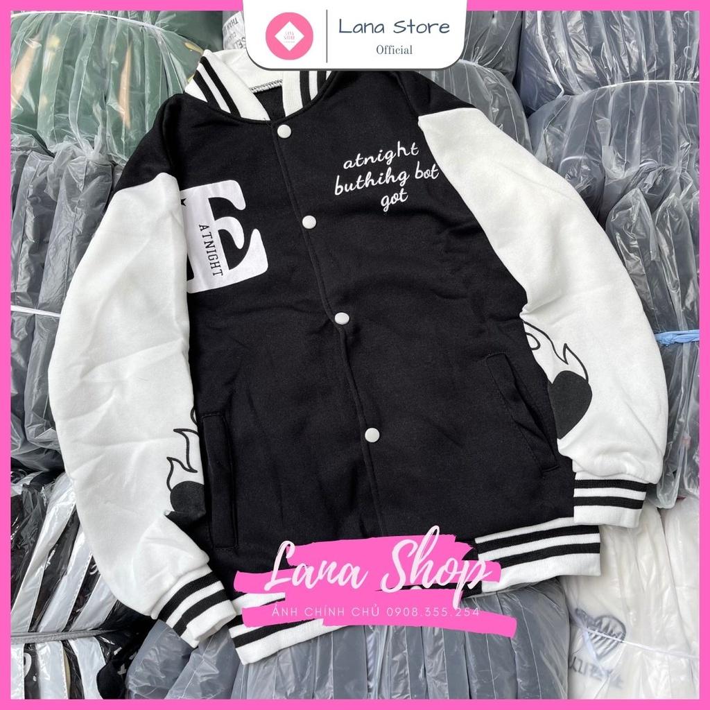 Áo Khoác Bomber Varsity Jacket in chữ E Hình Tim Dễ Thương Unisex