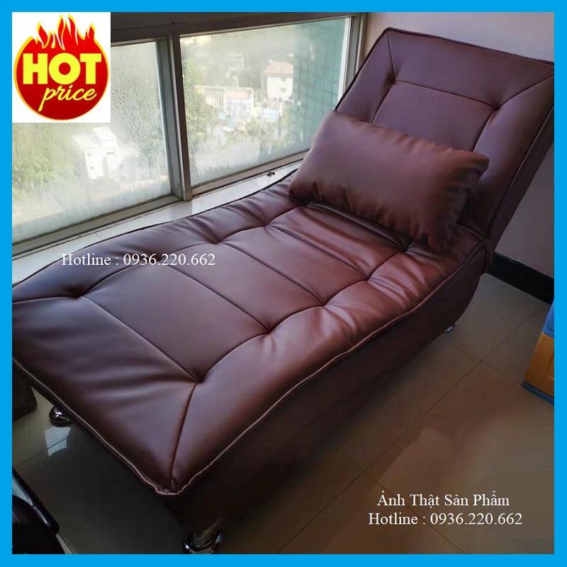 Ghế sofa giường bọc da tặng kèm gối, ghế nằm thư giãn đọc sách NT120, kích thước 179 x 70 x 35cm Có Kèm Ảnh Thật