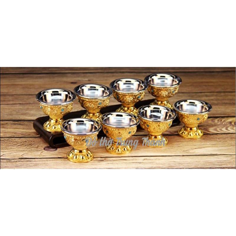Bộ chén cúng Tám tướng cát tường