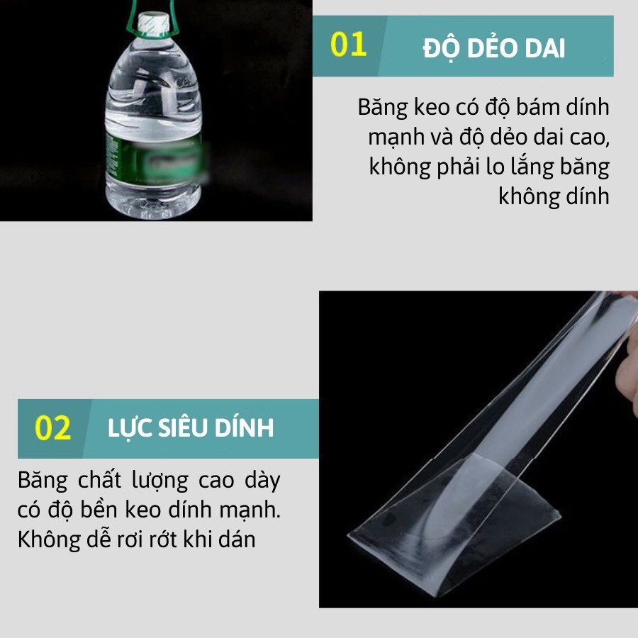 Băng keo dán nano 2 mặt siêu dính trong suốt dày 1mm dài 2m rộng 3cm Băng Dính Đa Năng Chống Nước - Nhiều Kích Cỡ [Hàng Cao Cấp Loại Dày 1mm] – Chọn Chiều Dài – Siêu Bám Dính