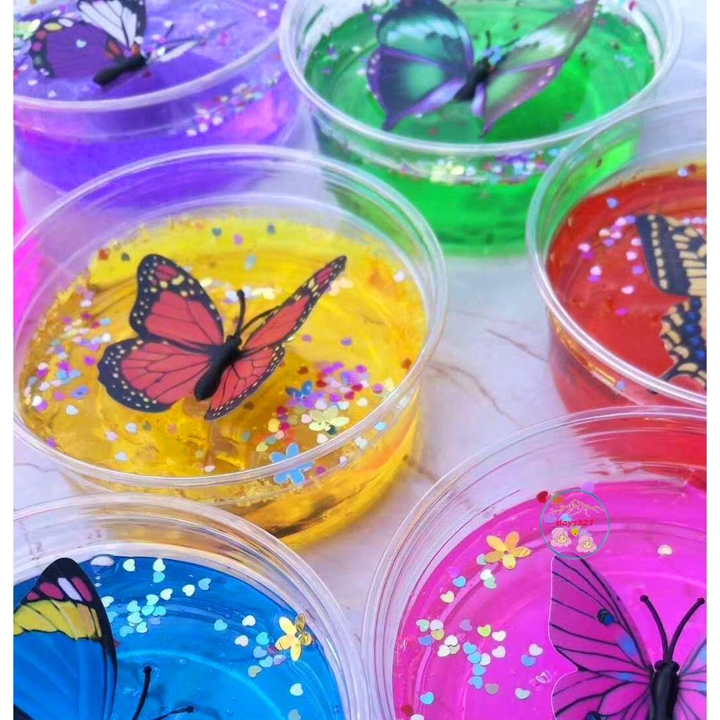 Slime BƯƠM BƯỚM nhũ 9 màu cực đẹp Đồ chơi hũ slam chất nhờn ma quái squishy 120ML